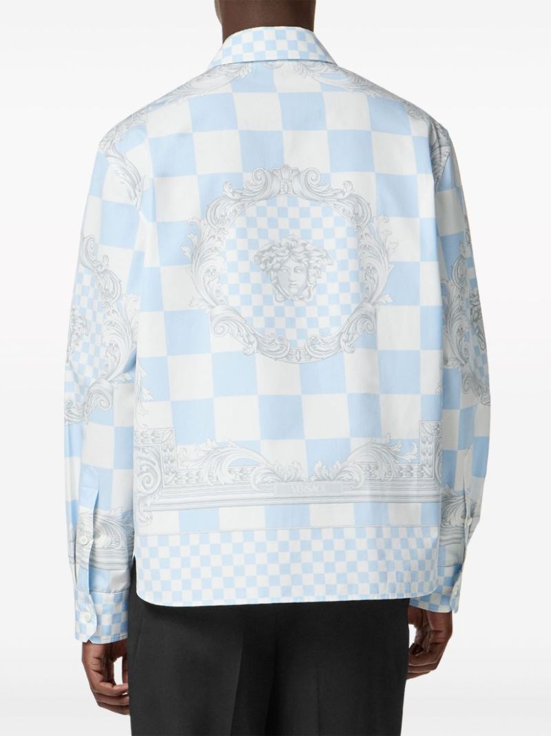 Blue Medusa Contrasto Cotton Shirt Jacket