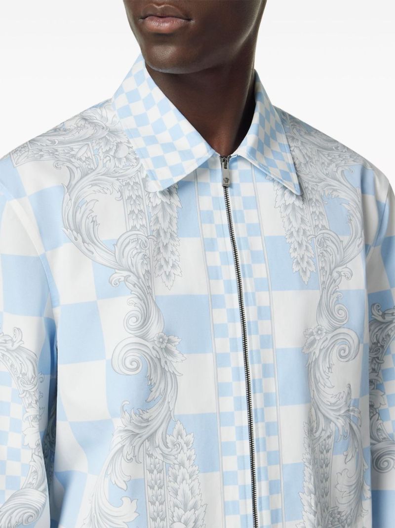 Blue Medusa Contrasto Cotton Shirt Jacket