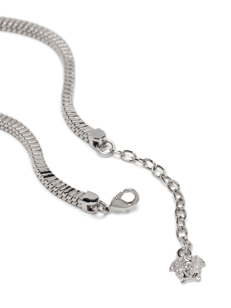 Silver-tone Logo Plaque Chain Necklace