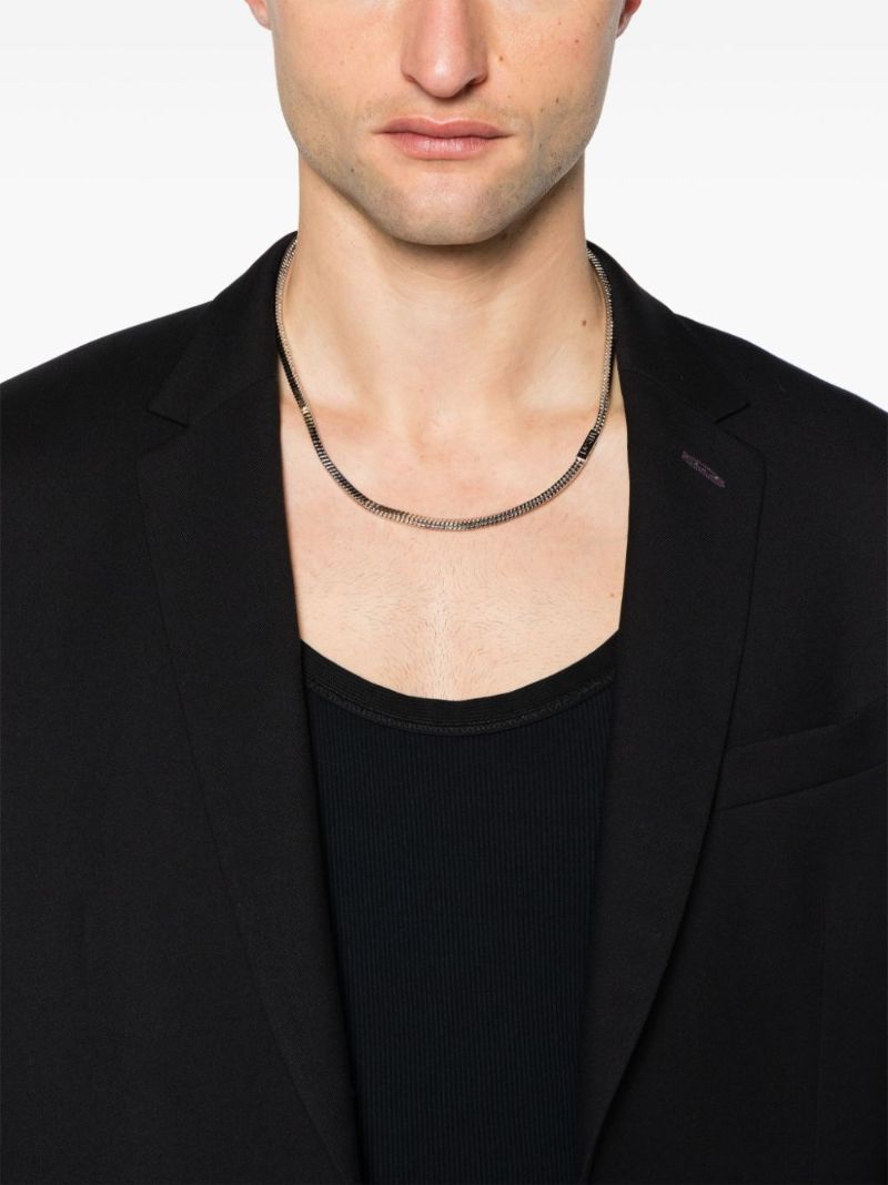 Silver-tone Logo Plaque Chain Necklace
