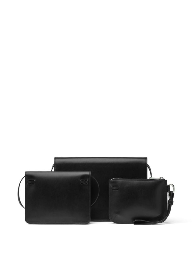 Black Leather Messenger Bag Set