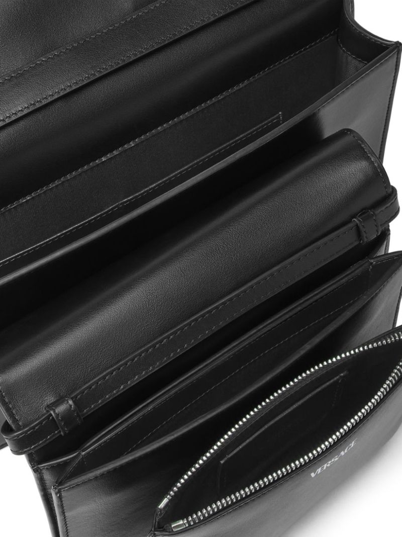 Black Leather Messenger Bag Set