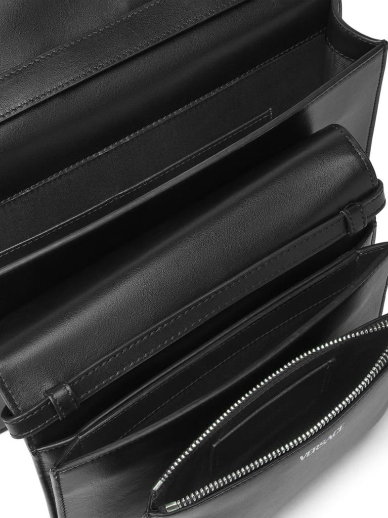 Black Leather Messenger Bag Set