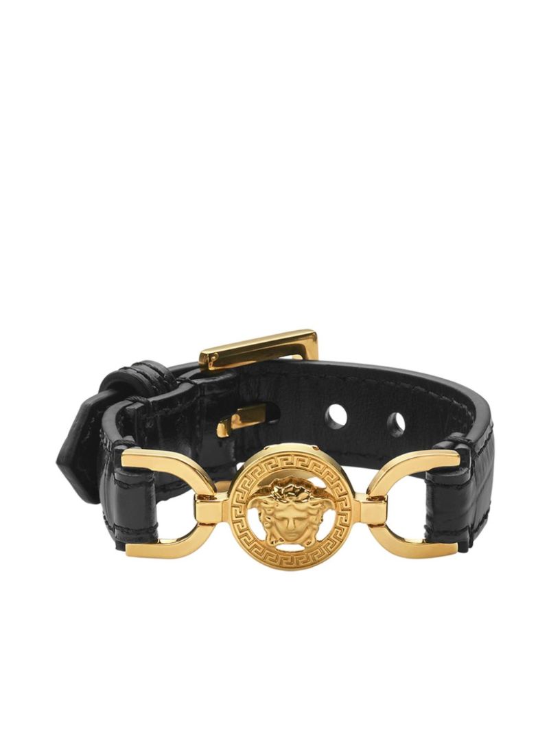 Black Medusa'95 Leather Bracelet