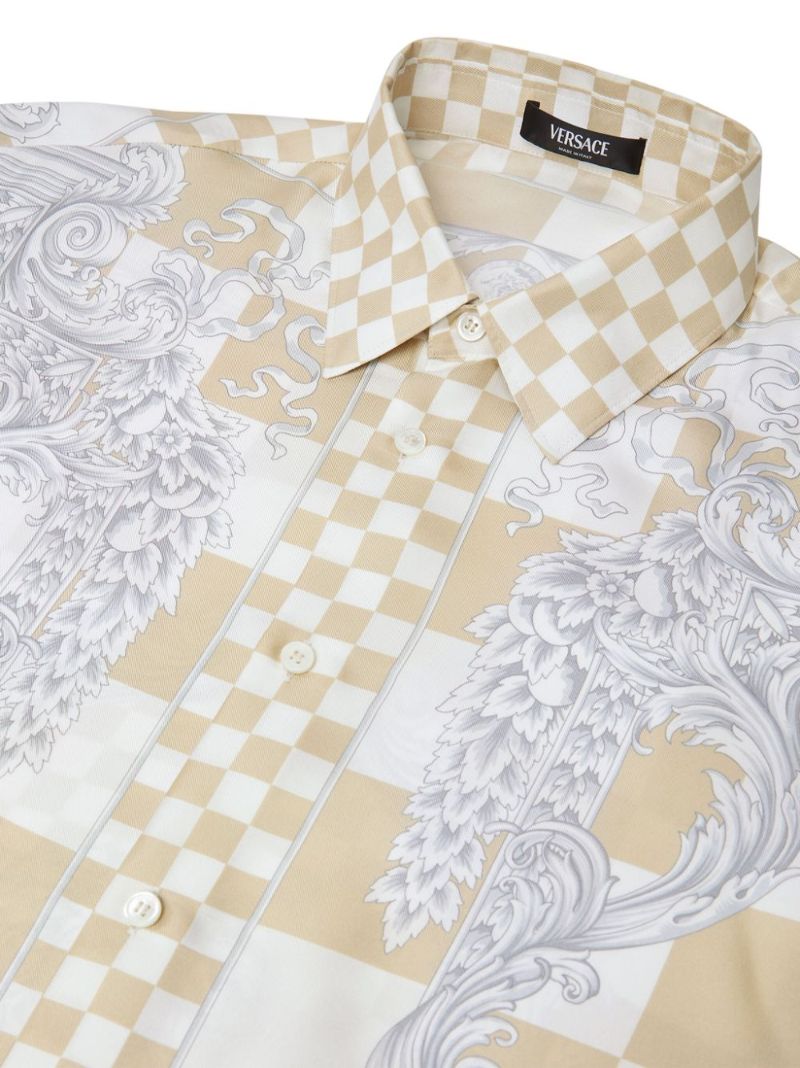 Beige Medusa Contrasto Silk Shirt
