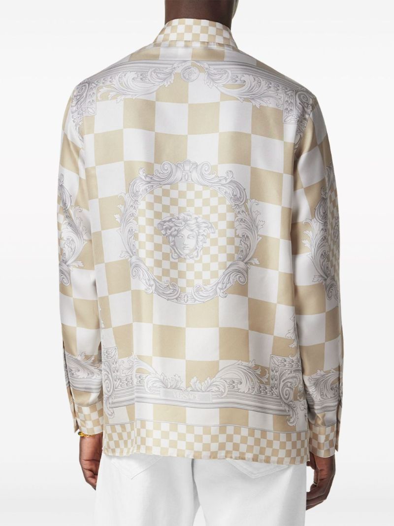 Beige Medusa Contrasto Silk Shirt