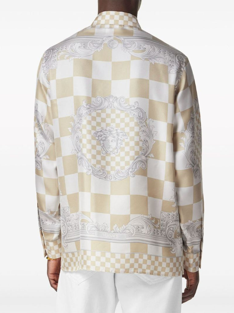Beige Medusa Contrasto Silk Shirt