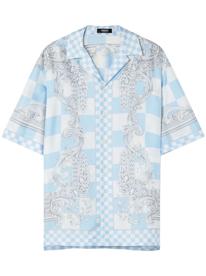 Blue  Medusa Contrasto Silk Shirt