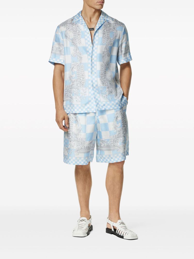 Blue  Medusa Contrasto Silk Shirt