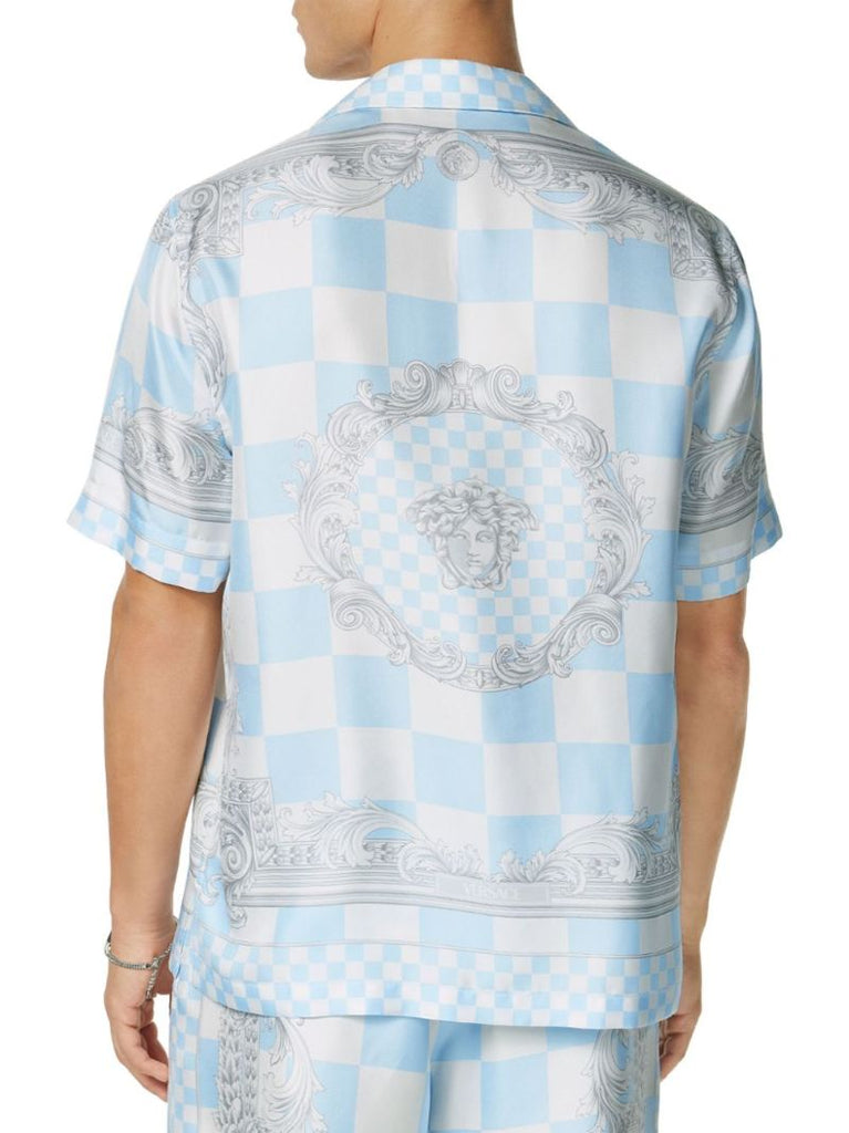 Blue  Medusa Contrasto Silk Shirt