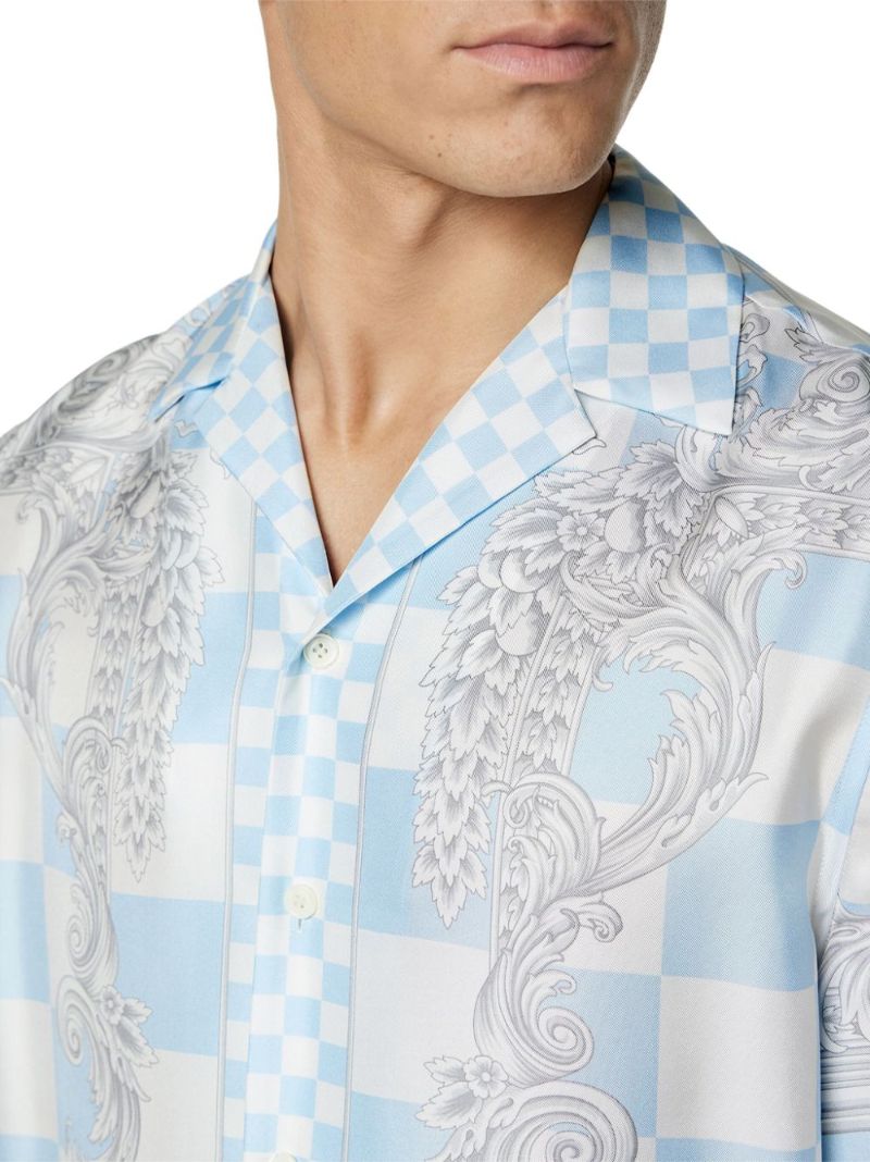 Blue  Medusa Contrasto Silk Shirt