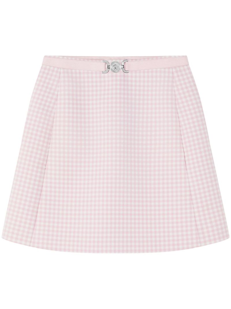 Pink Contrasto Wool Mini Skirt