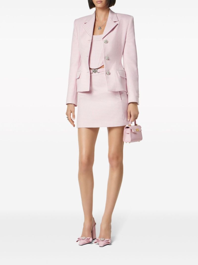 Pink Contrasto Wool Mini Skirt