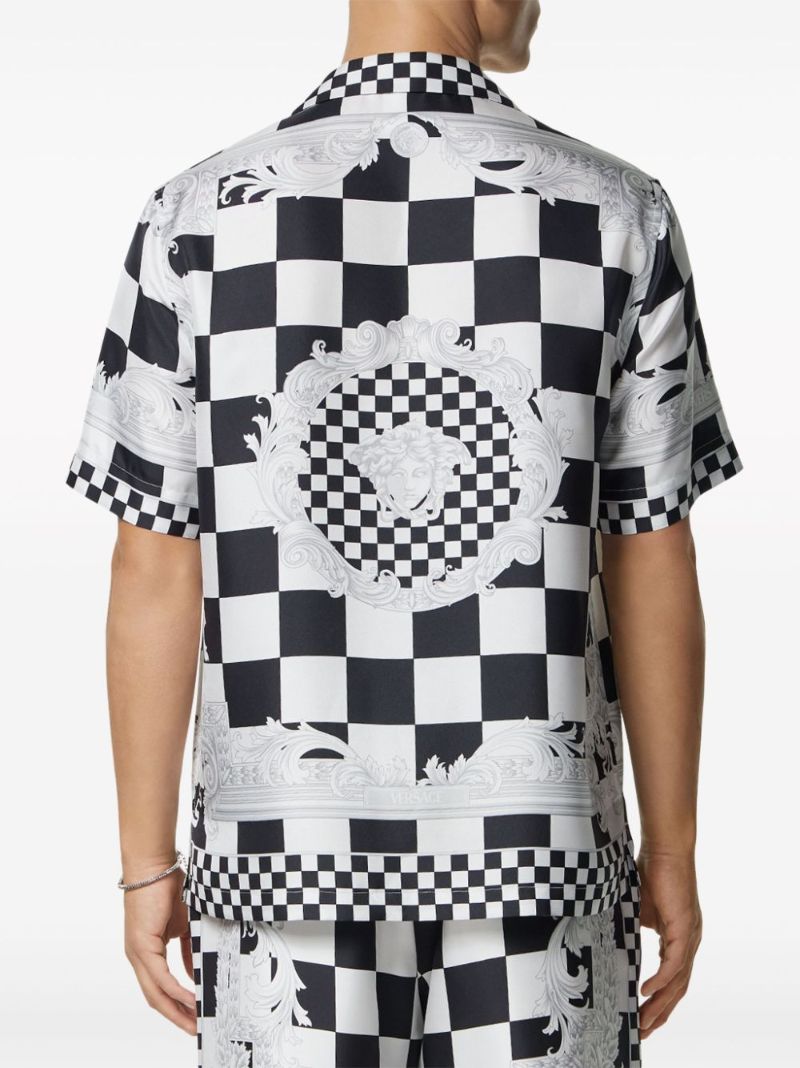 Black Medusa Contrasto Checked Silk Shirt