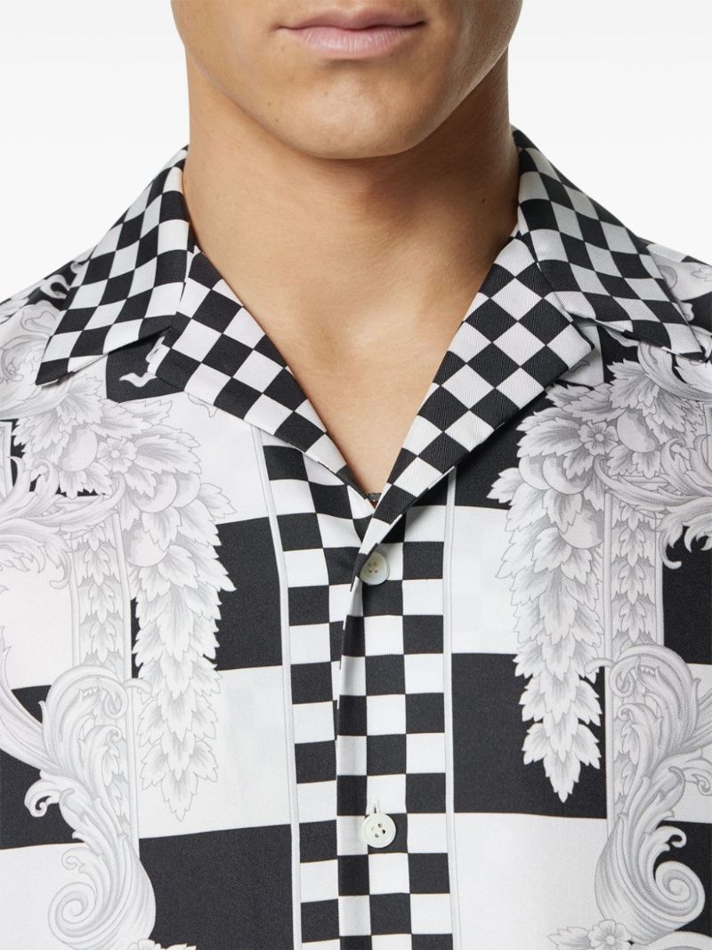 Black Medusa Contrasto Checked Silk Shirt