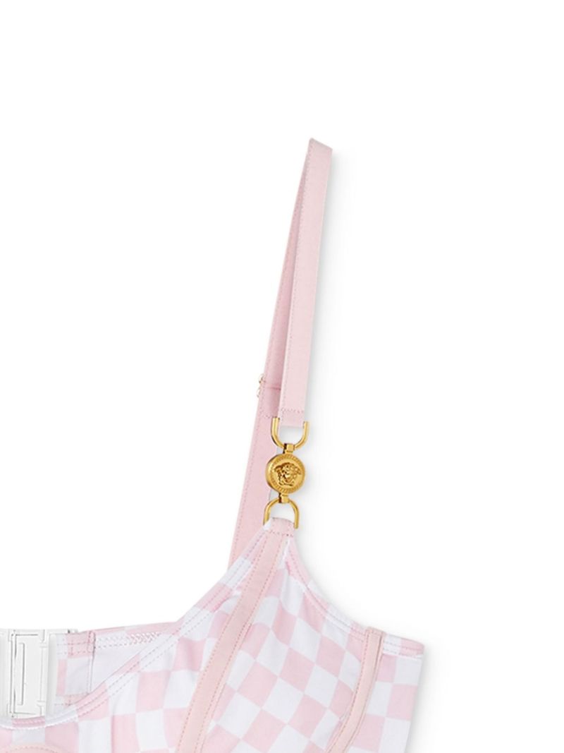 Pink and White Medusa Contrasto Bikini Top