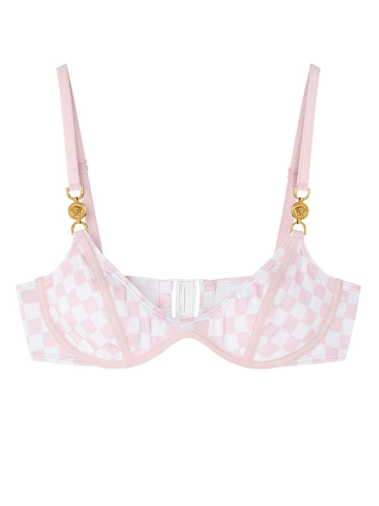 Pink and White Medusa Contrasto Bikini Top