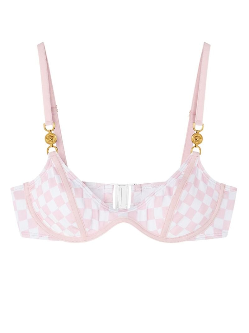 Pink and White Medusa Contrasto Bikini Top
