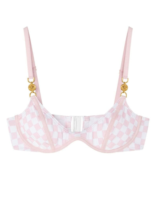 Pink and White Medusa Contrasto Bikini Top