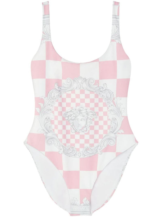 Pink and White Medusa Contrasto Swimsuit