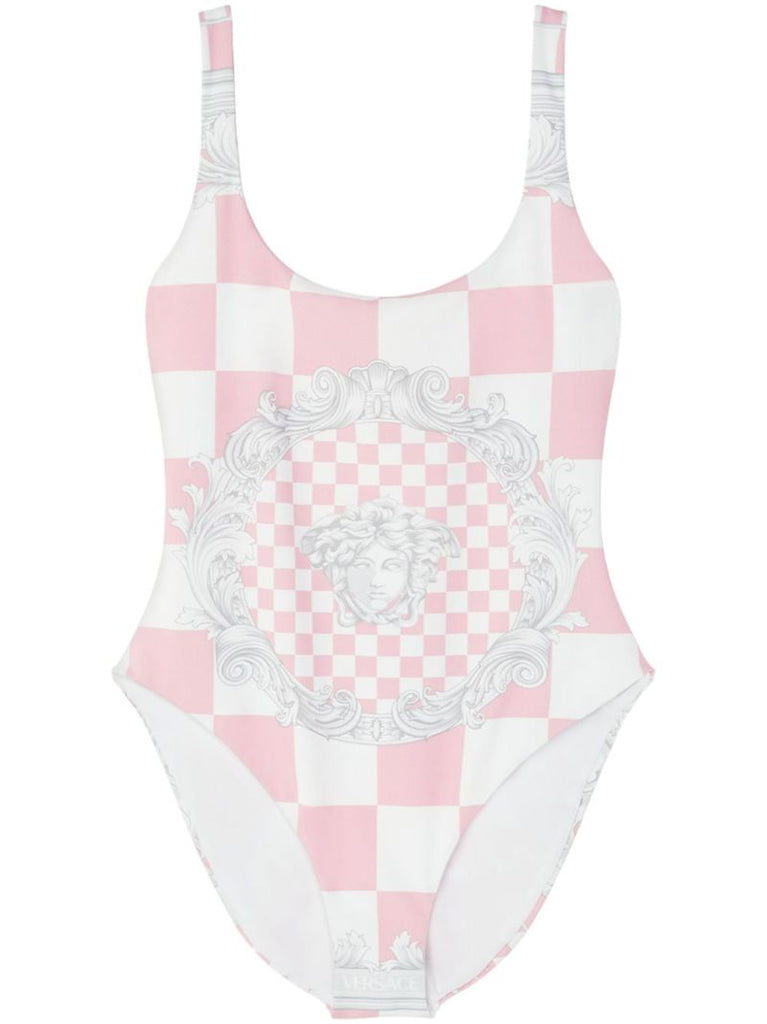 Pink and White Medusa Contrasto Swimsuit