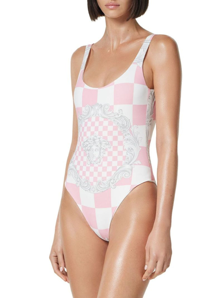 Pink and White Medusa Contrasto Swimsuit