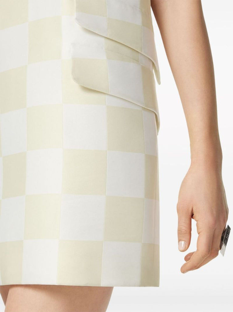 Beige Contrasto Duchesse Mini Dress