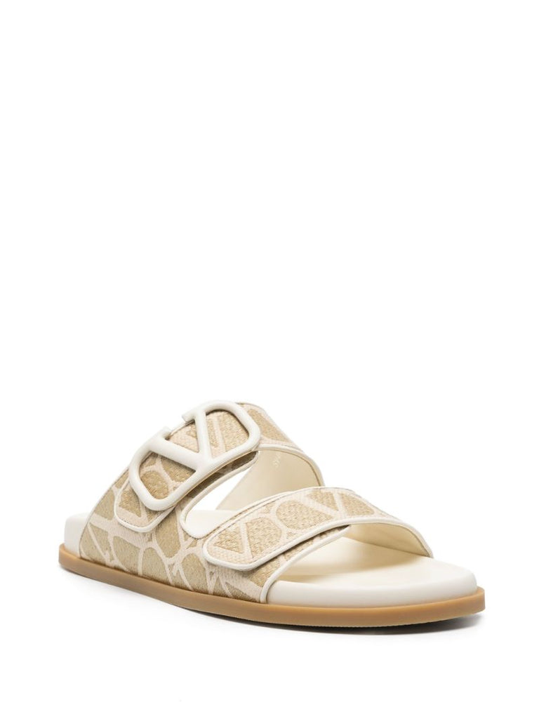 Neutral Toile Iconographe Leather Slides