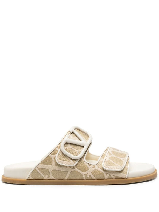 Neutral Toile Iconographe Leather Slides