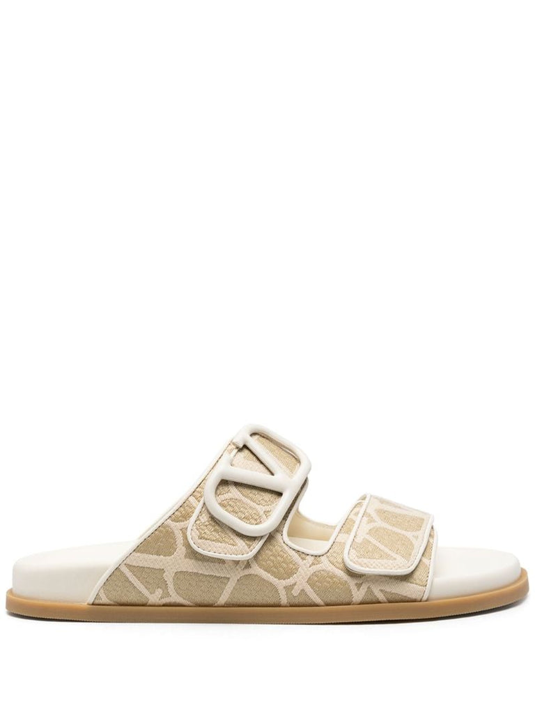 Neutral Toile Iconographe Leather Slides