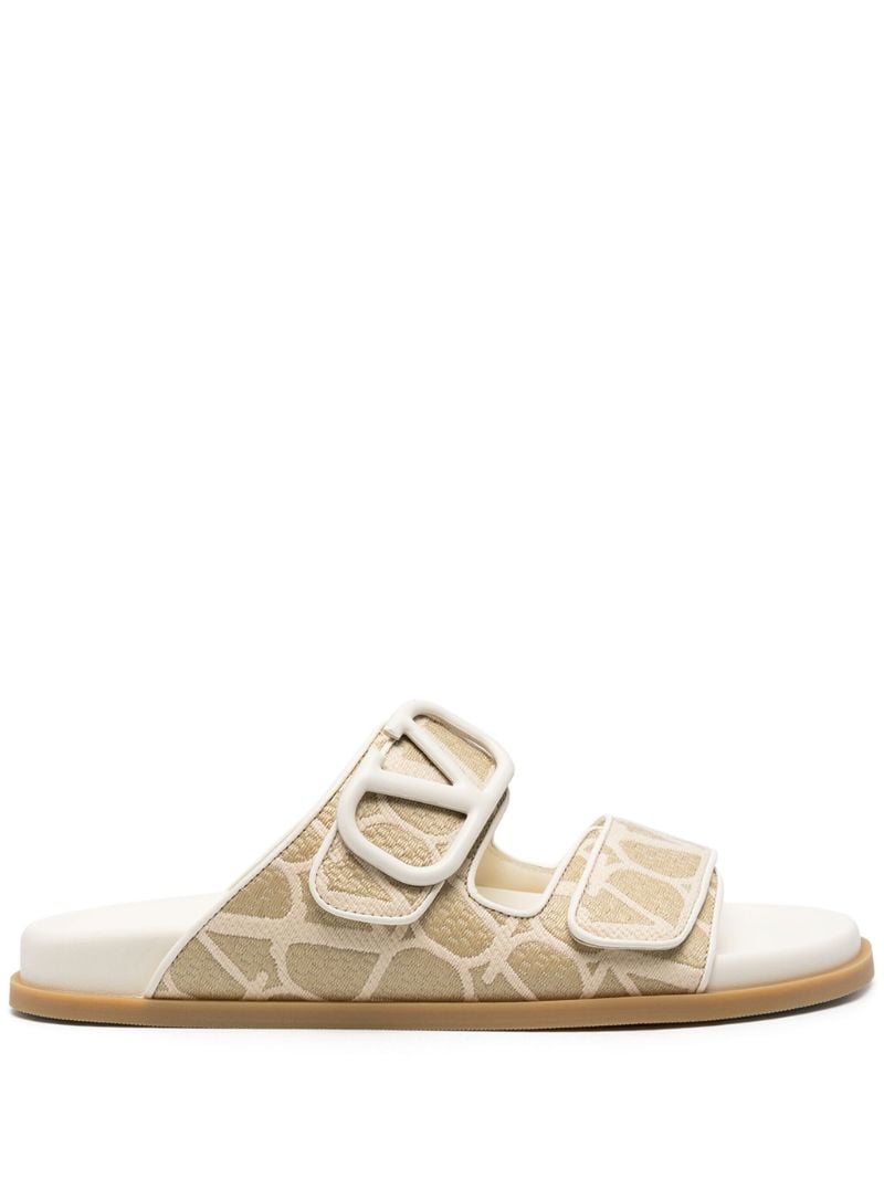 Neutral Toile Iconographe Leather Slides