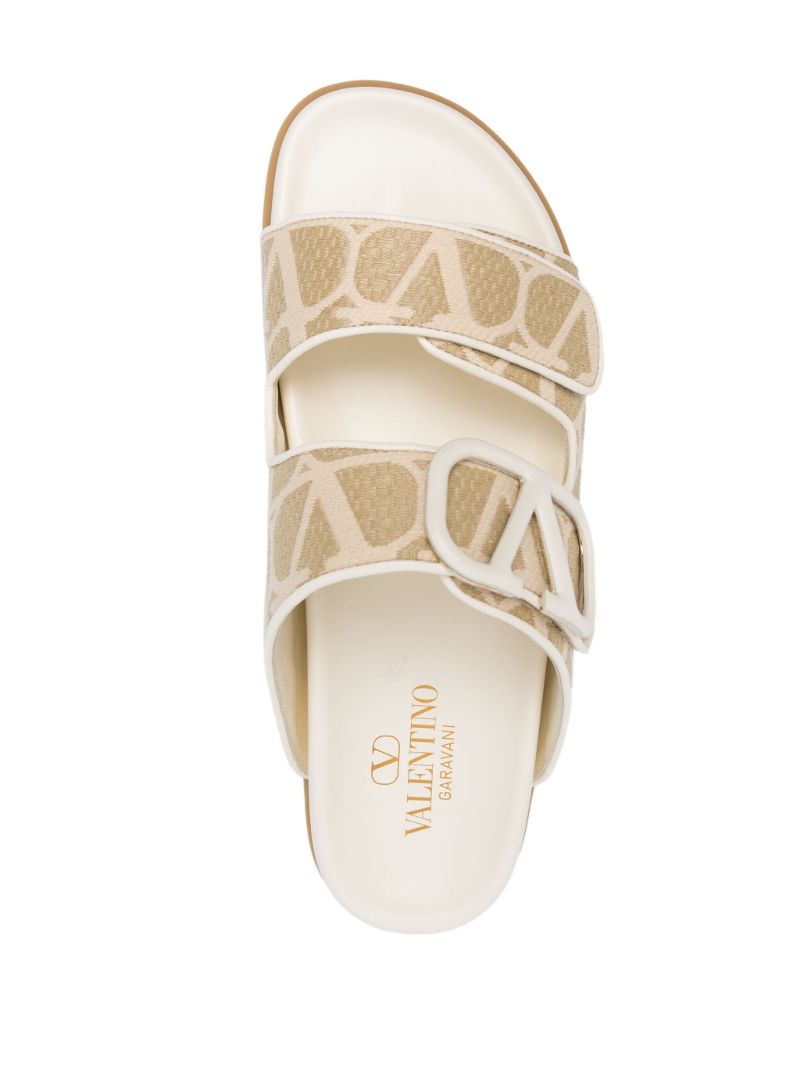 Neutral Toile Iconographe Leather Slides