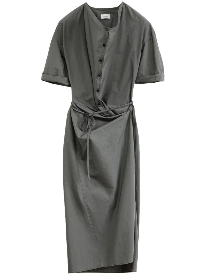 Grey Wrap Midi Dress