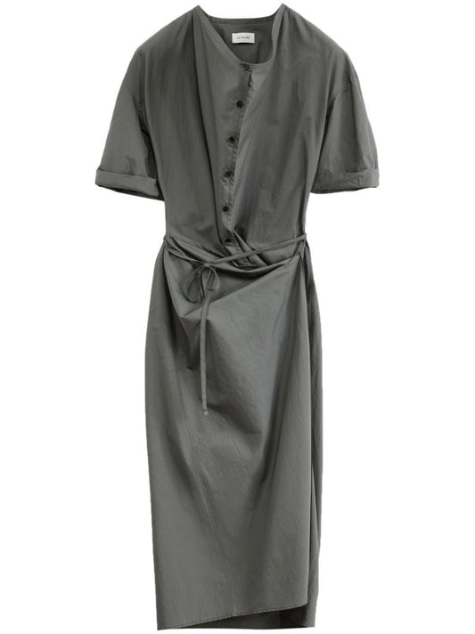 Grey Wrap Midi Dress