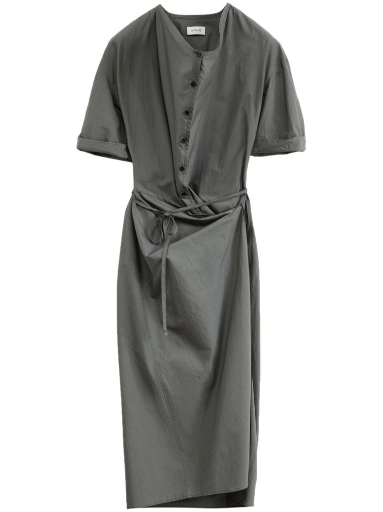 Grey Wrap Midi Dress
