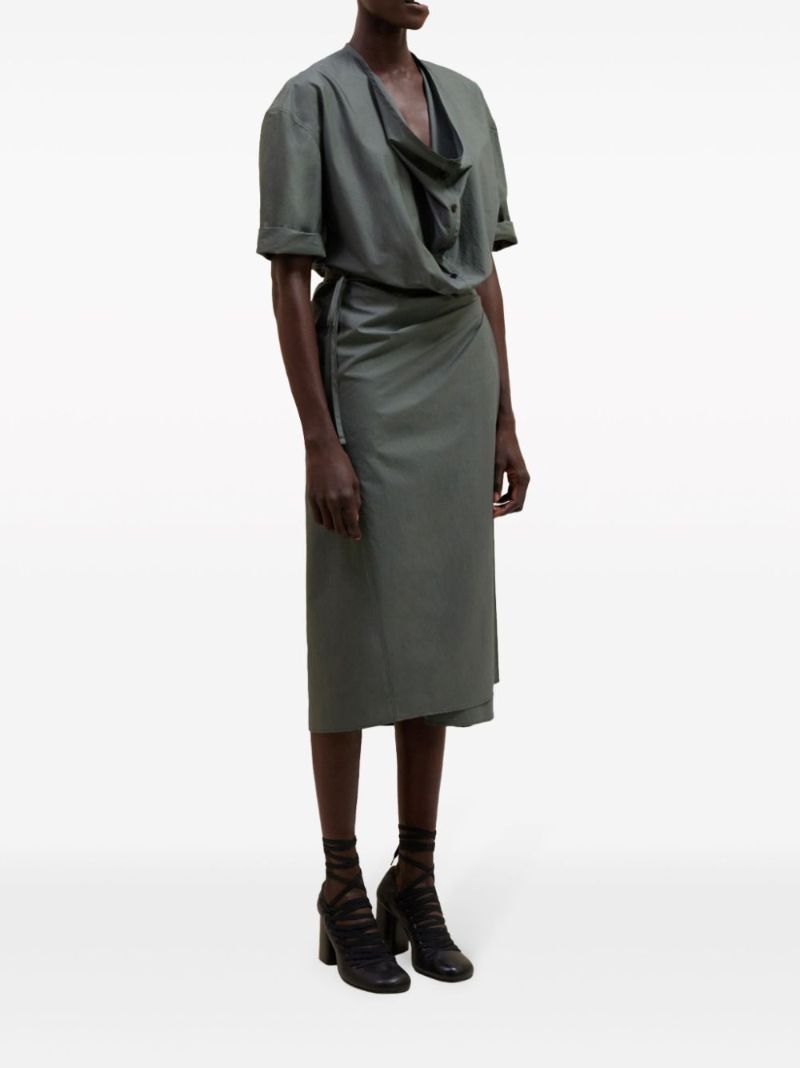 Grey Wrap Midi Dress