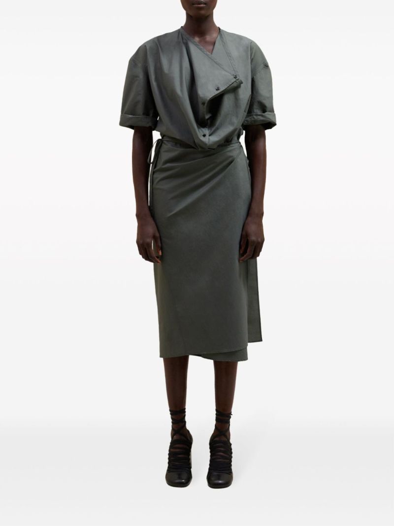 Grey Wrap Midi Dress