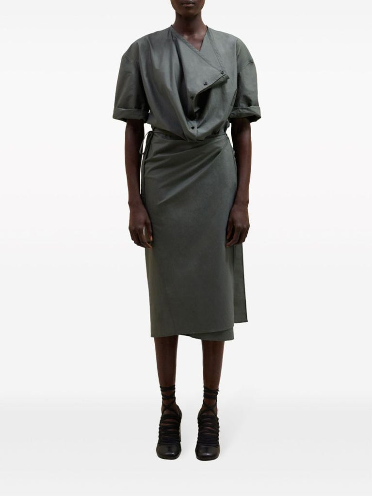 Grey Wrap Midi Dress