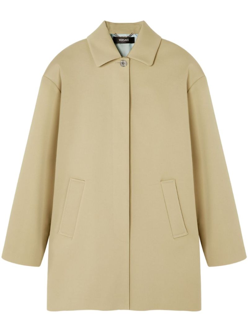 Neutral Cotton Single-breasted Coat