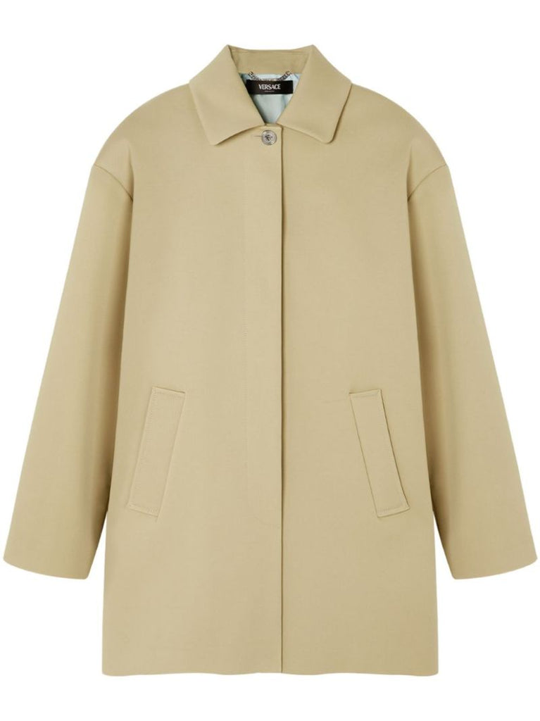 Neutral Cotton Single-breasted Coat