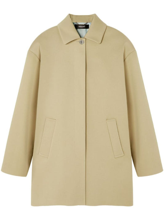 Neutral Cotton Single-breasted Coat