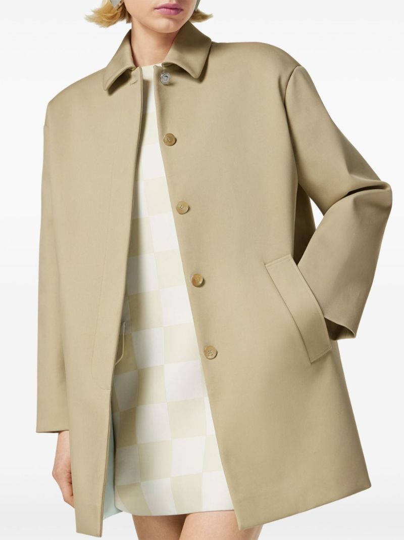 Neutral Cotton Single-breasted Coat