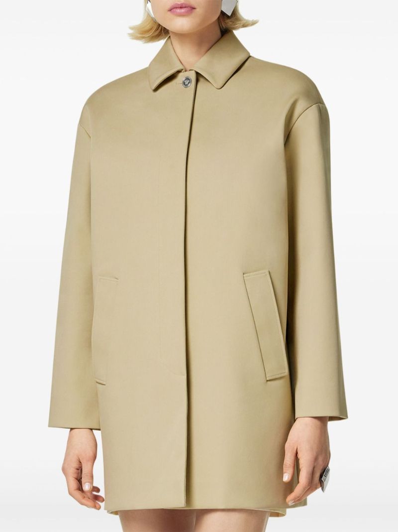 Neutral Cotton Single-breasted Coat