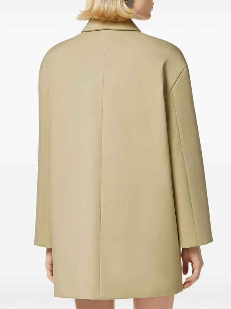 Neutral Cotton Single-breasted Coat