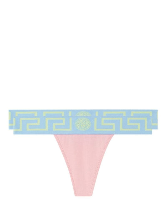 Pink Greca Border Thongs Set