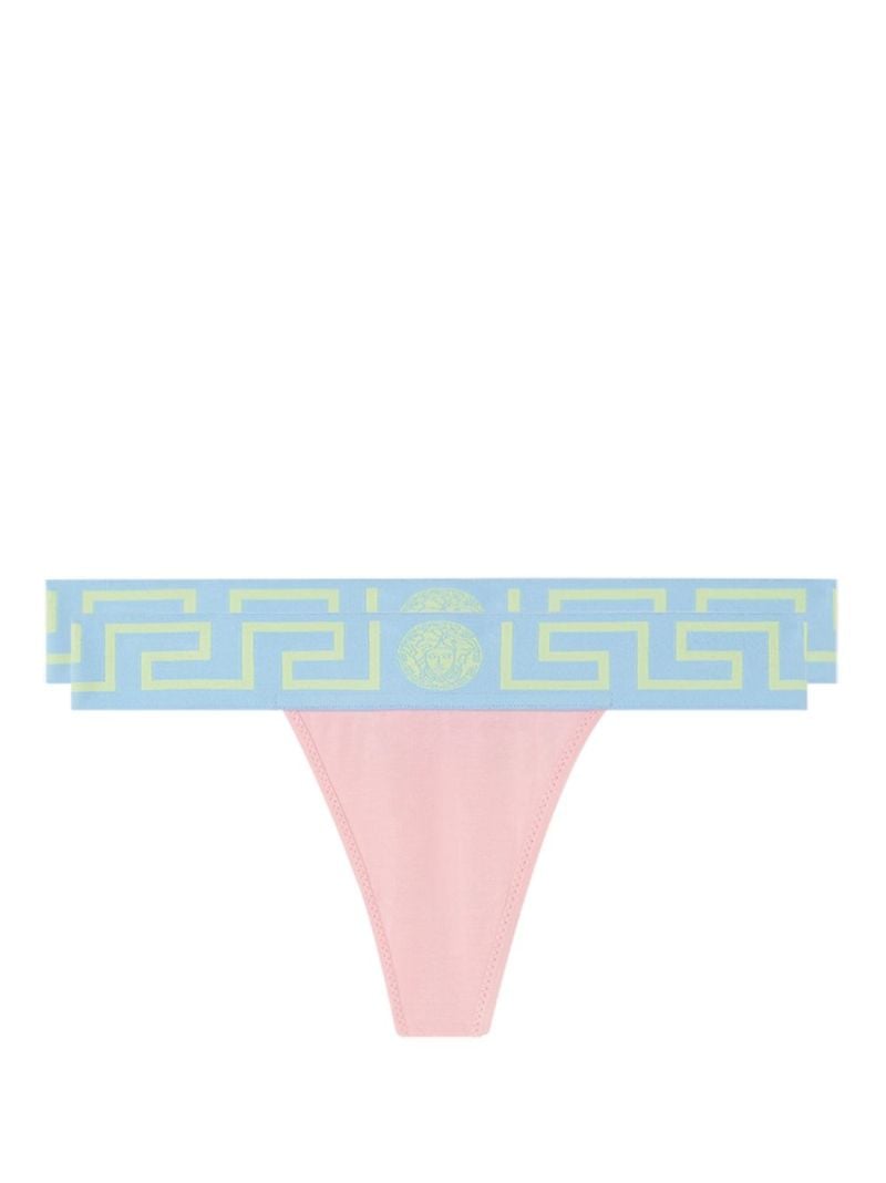Pink Greca Border Thongs Set