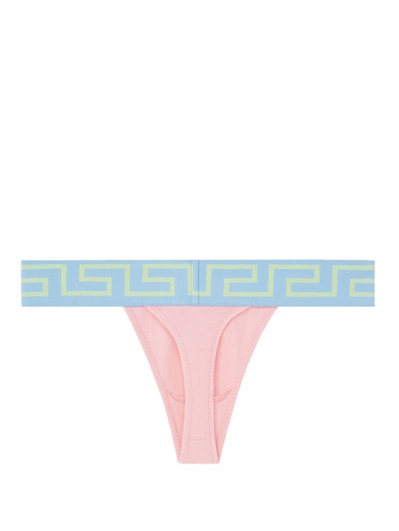 Pink Greca Border Thongs Set