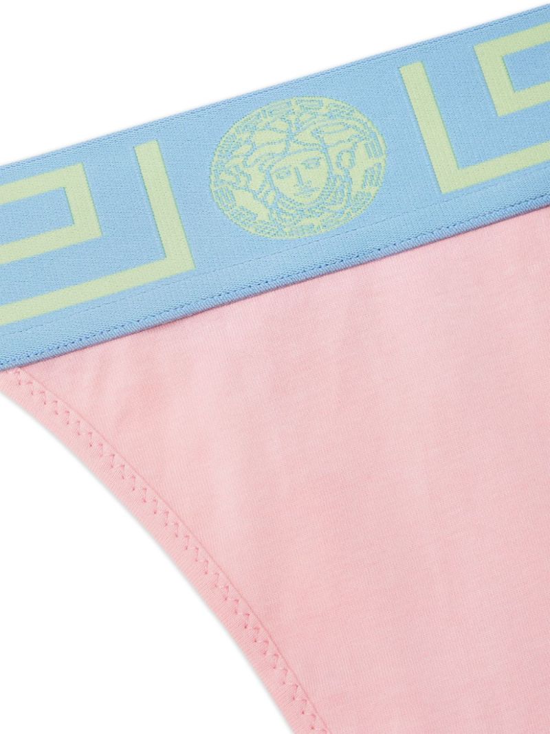 Pink Greca Border Thongs Set
