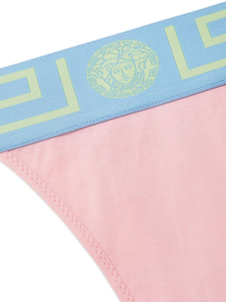 Pink Greca Border Thongs Set