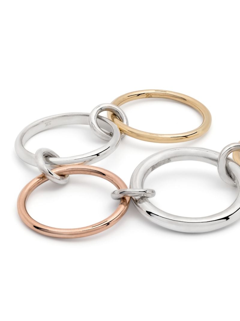 18k Yellow Gold and Sterling Silver Linked Ring